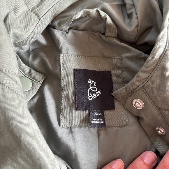 Art Class Quilted Jacket Girls Large 10/12 Green New Shacket - Picture 6 of 9